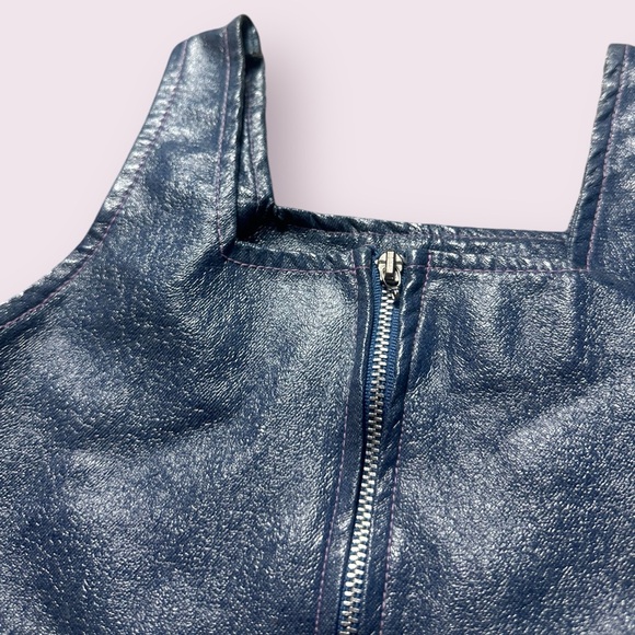 Vintage Toddler Girl Sparkle Brand Half Zip Faux Leather Metallic Tank Size 4 - Picture 8 of 13